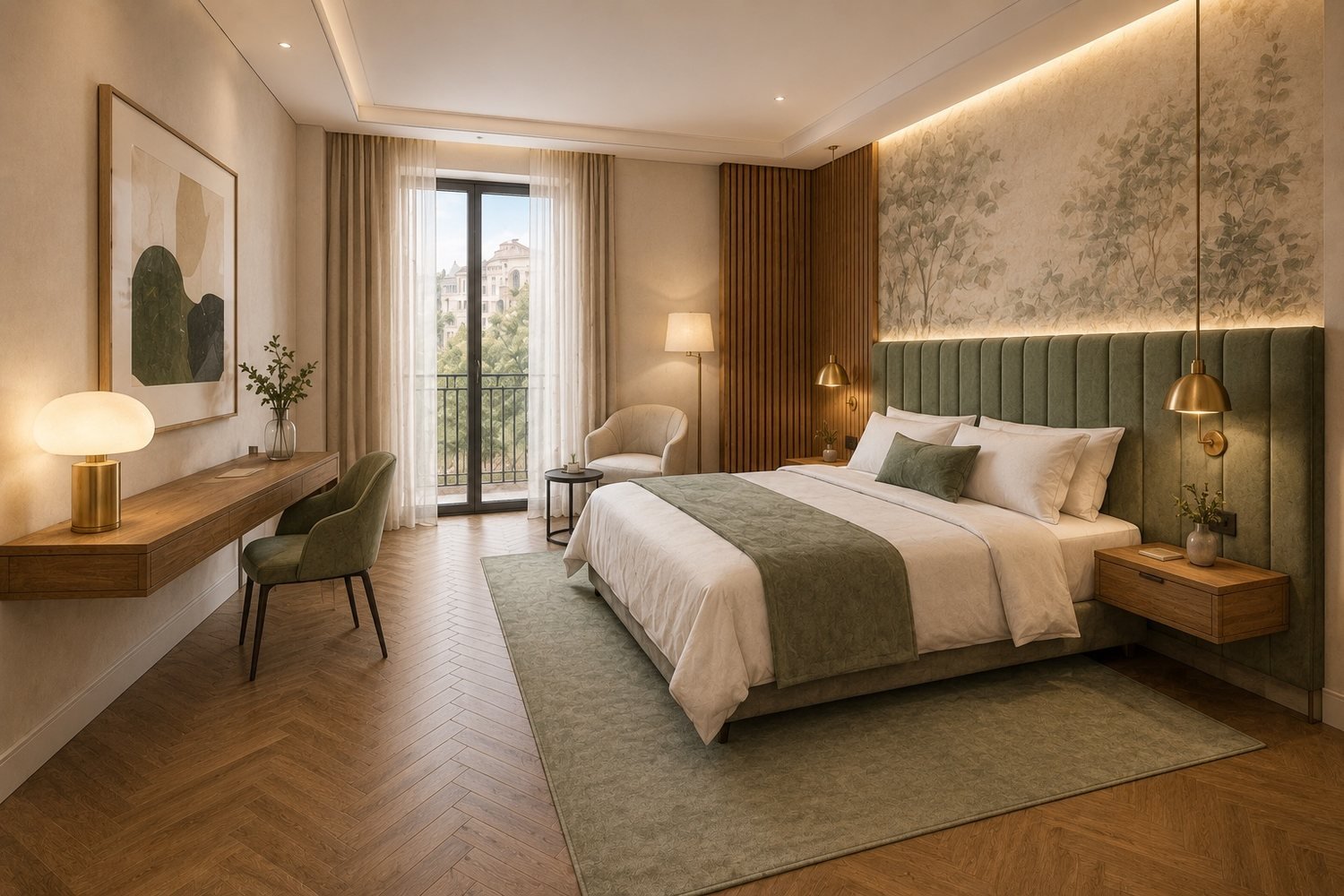 Render fotorrealista — Habitación superior de hotel 5★ — IE Contract